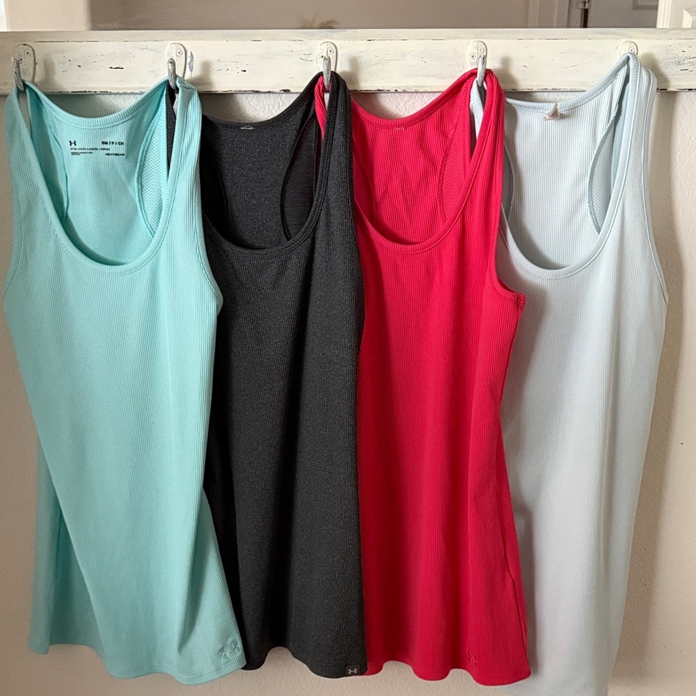 Under Armour Women's Tank Tops - Black, Pink, Light Blue, Aqua set of 4